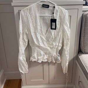 White Pleated Smock Top